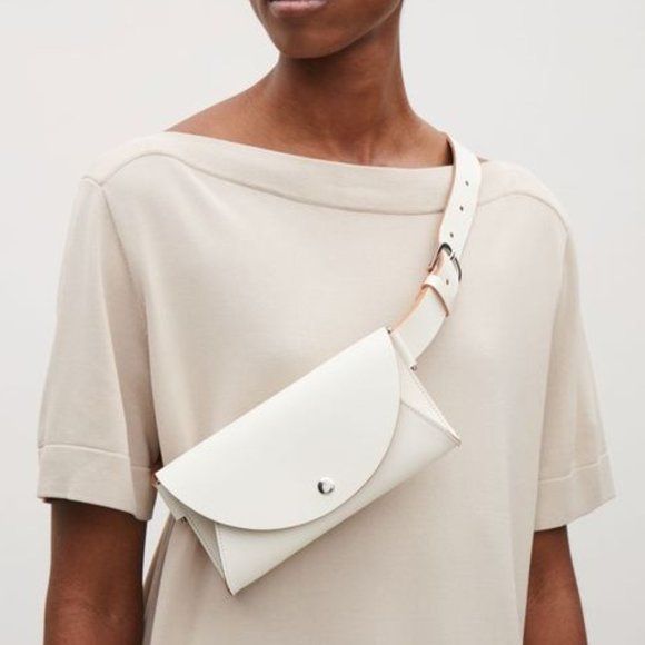 white leather waist bag